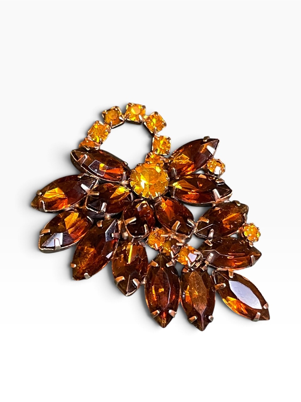 Vintage Autumnal Shades Rhinestone Statement Brooch